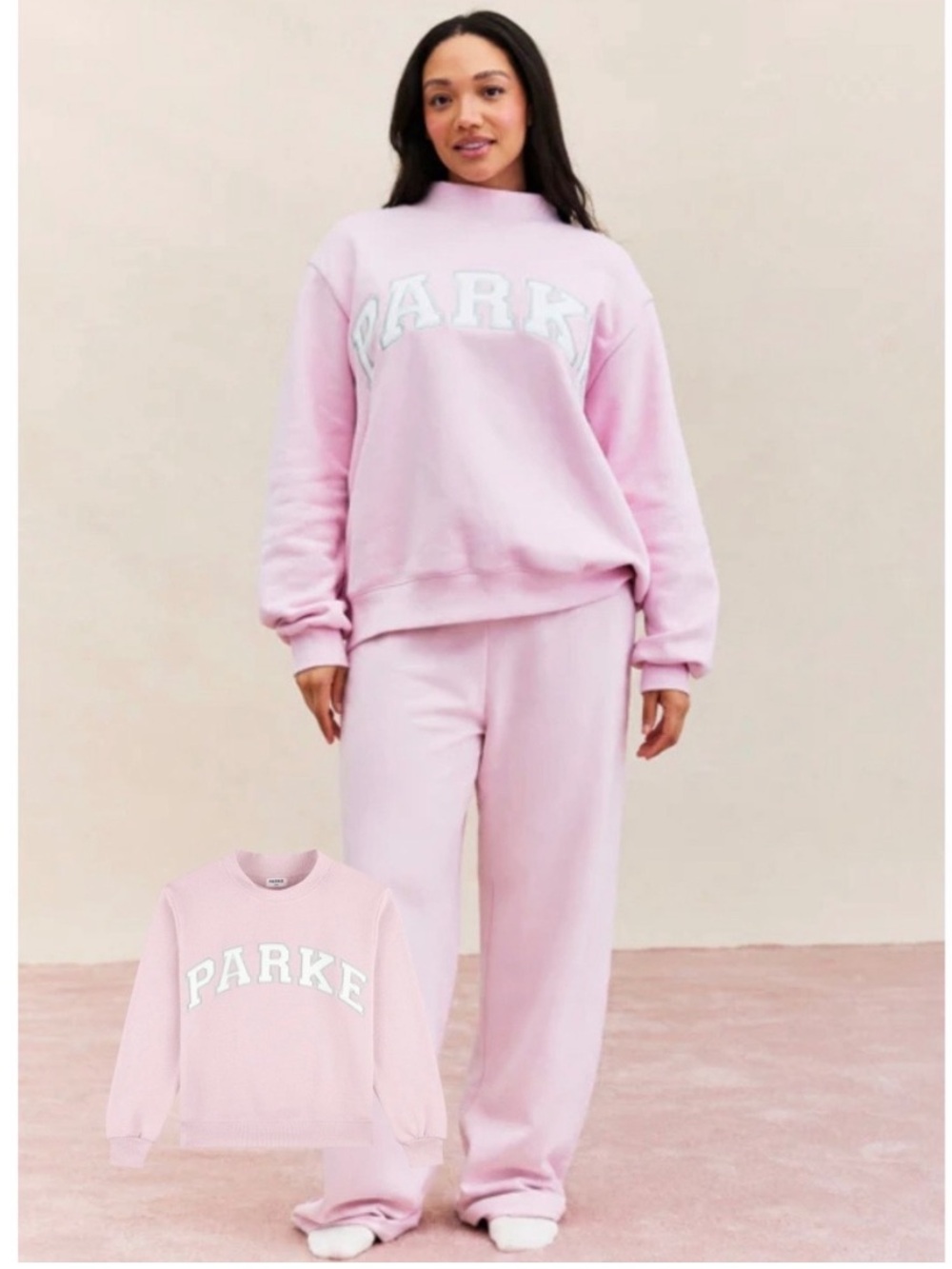 PARKE Pink Varsity Mockneck Sprinkle Heritage Birthday Sweatshirt NEW L/XL